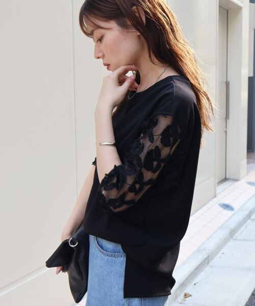 le.coeur blanc / ルクールブラン カットソー | 《手洗い可能》スリーブシアーレースプルオーバー | 詳細2