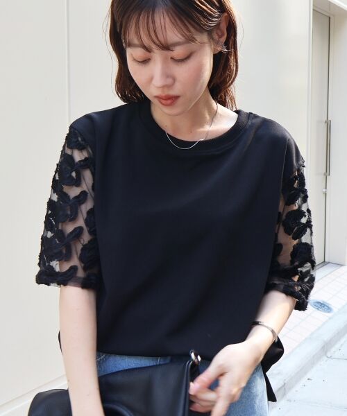 le.coeur blanc / ルクールブラン カットソー | 《手洗い可能》スリーブシアーレースプルオーバー | 詳細3