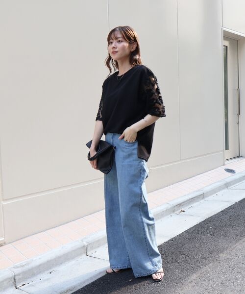 le.coeur blanc / ルクールブラン カットソー | 《手洗い可能》スリーブシアーレースプルオーバー | 詳細6