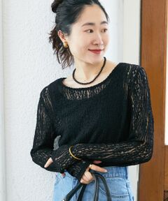 le.coeur blanc / ルクールブラン カットソー | ストレッチレースクルーネックカットソー
