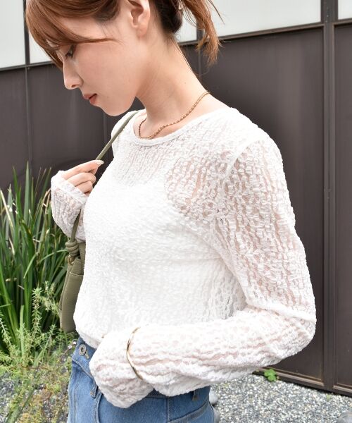 le.coeur blanc / ルクールブラン カットソー | ストレッチレースクルーネックカットソー | 詳細3