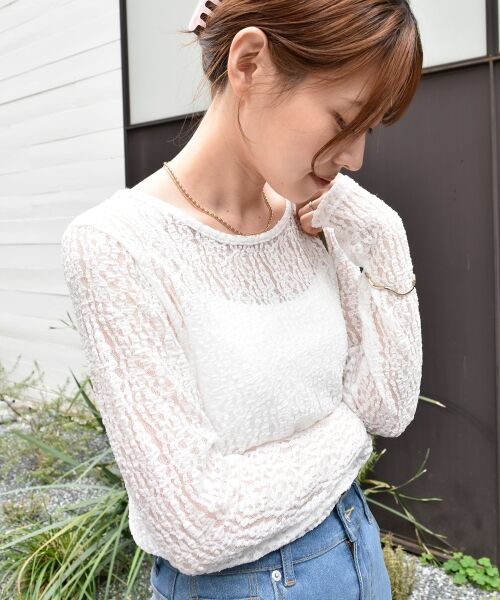 le.coeur blanc / ルクールブラン カットソー | ストレッチレースクルーネックカットソー | 詳細5