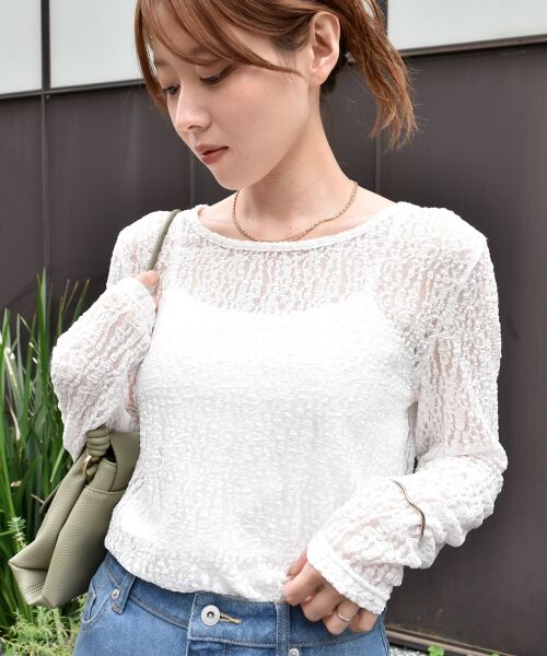le.coeur blanc / ルクールブラン カットソー | ストレッチレースクルーネックカットソー | 詳細6
