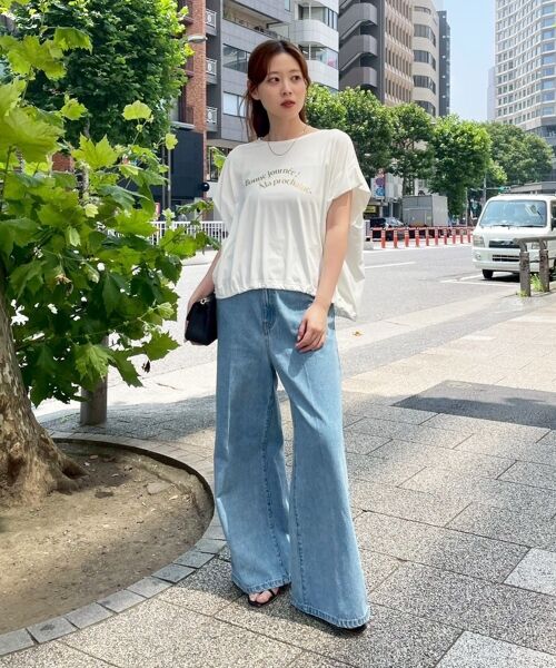 le.coeur blanc / ルクールブラン Tシャツ | 《手洗い可能》ドロストハクプリントTシャツ | 詳細1