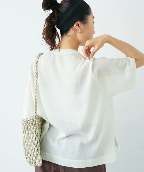 le.coeur blanc / ルクールブラン ニット・セーター | 《手洗い可能》シアー刺繍ハーフスリーブニット | 詳細4