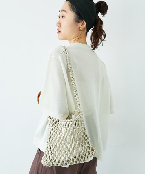 le.coeur blanc / ルクールブラン ニット・セーター | 《手洗い可能》シアー刺繍ハーフスリーブニット | 詳細5