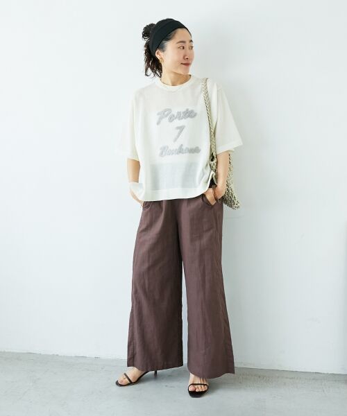 le.coeur blanc / ルクールブラン ニット・セーター | 《手洗い可能》シアー刺繍ハーフスリーブニット | 詳細6