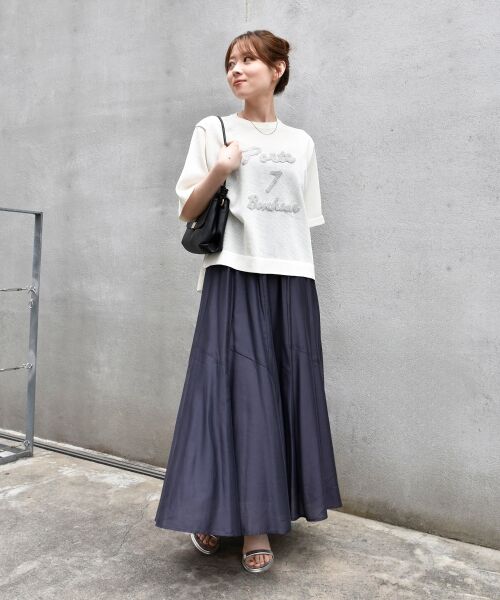 le.coeur blanc / ルクールブラン ニット・セーター | 《手洗い可能》シアー刺繍ハーフスリーブニット | 詳細8