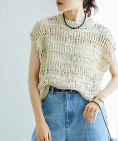 le.coeur blanc / ルクールブラン ベスト | 《手洗い可能》透かし編みデザインニットベスト