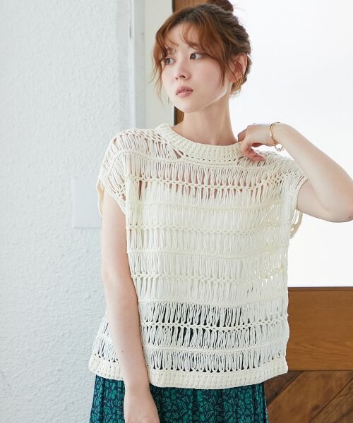 le.coeur blanc / ルクールブラン ベスト | 《手洗い可能》透かし編みデザインニットベスト | 詳細11