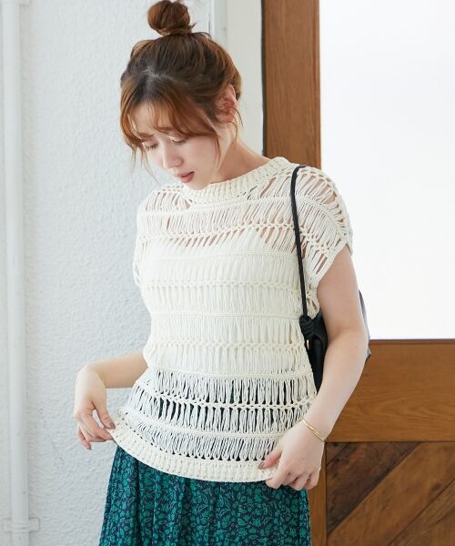 le.coeur blanc / ルクールブラン ベスト | 《手洗い可能》透かし編みデザインニットベスト | 詳細13