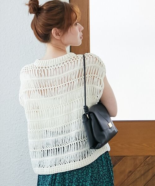 le.coeur blanc / ルクールブラン ベスト | 《手洗い可能》透かし編みデザインニットベスト | 詳細14