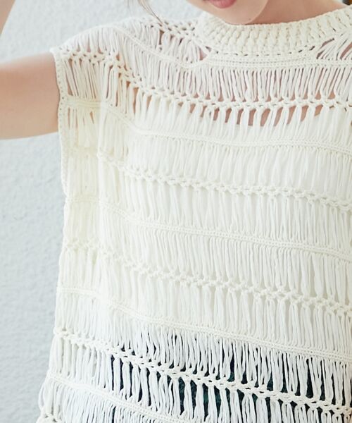 le.coeur blanc / ルクールブラン ベスト | 《手洗い可能》透かし編みデザインニットベスト | 詳細15