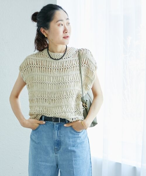 le.coeur blanc / ルクールブラン ベスト | 《手洗い可能》透かし編みデザインニットベスト | 詳細2