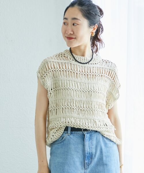 le.coeur blanc / ルクールブラン ベスト | 《手洗い可能》透かし編みデザインニットベスト | 詳細3