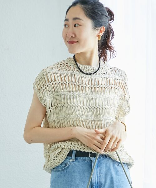 le.coeur blanc / ルクールブラン ベスト | 《手洗い可能》透かし編みデザインニットベスト | 詳細4