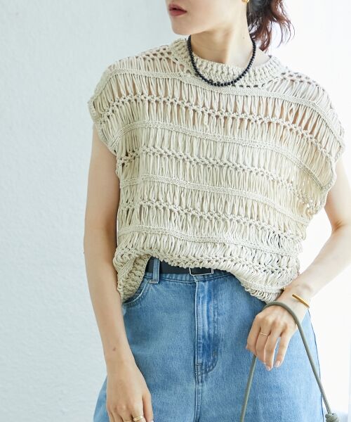 le.coeur blanc / ルクールブラン ベスト | 《手洗い可能》透かし編みデザインニットベスト | 詳細5