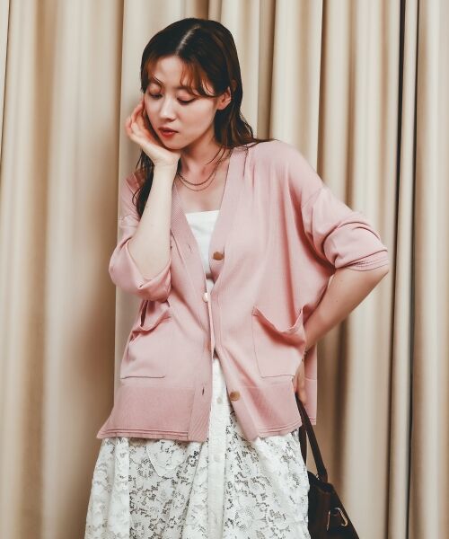 le.coeur blanc / ルクールブラン カーディガン・ボレロ | 《手洗い可能》ハイゲージワイドVネックカーディガン | 詳細17