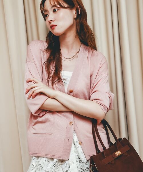 le.coeur blanc / ルクールブラン カーディガン・ボレロ | 《手洗い可能》ハイゲージワイドVネックカーディガン | 詳細18