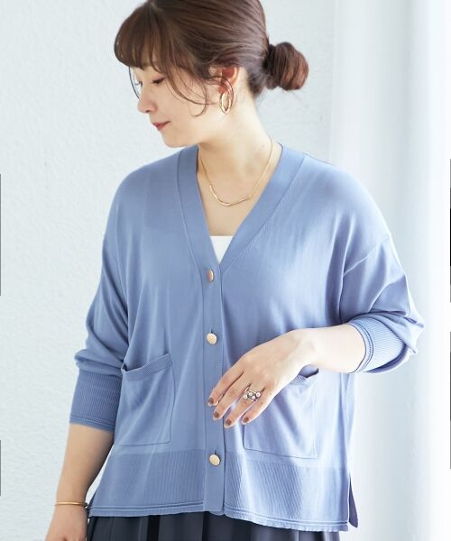 le.coeur blanc / ルクールブラン カーディガン・ボレロ | 《手洗い可能》ハイゲージワイドVネックカーディガン | 詳細2