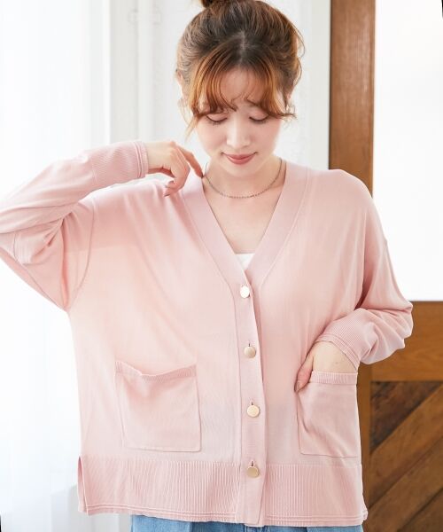 le.coeur blanc / ルクールブラン カーディガン・ボレロ | 《手洗い可能》ハイゲージワイドVネックカーディガン | 詳細24