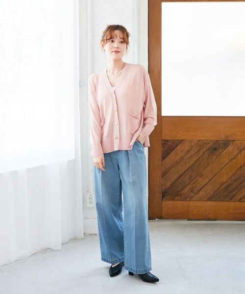 le.coeur blanc / ルクールブラン カーディガン・ボレロ | 《手洗い可能》ハイゲージワイドVネックカーディガン | 詳細26