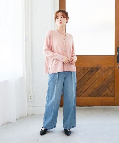 le.coeur blanc / ルクールブラン カーディガン・ボレロ | 《手洗い可能》ハイゲージワイドVネックカーディガン | 詳細27