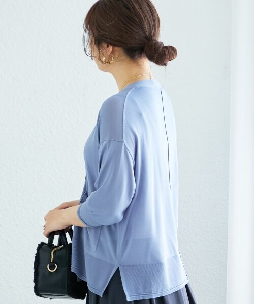 le.coeur blanc / ルクールブラン カーディガン・ボレロ | 《手洗い可能》ハイゲージワイドVネックカーディガン | 詳細3