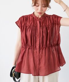 le.coeur blanc / ルクールブラン シャツ・ブラウス | 《程よいシアー感》シャーリングギャザーフレンチブラウス