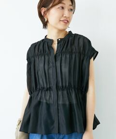 le.coeur blanc / ルクールブラン シャツ・ブラウス | 《程よいシアー感》シャーリングギャザーフレンチブラウス