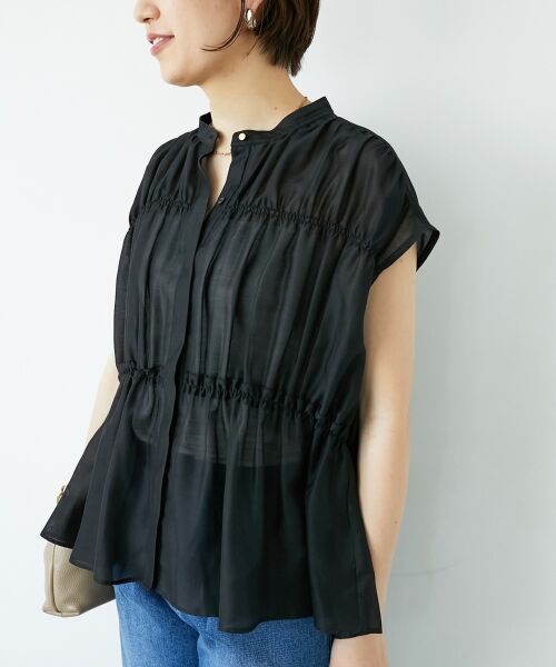 le.coeur blanc / ルクールブラン シャツ・ブラウス | 《程よいシアー感》シャーリングギャザーフレンチブラウス | 詳細15