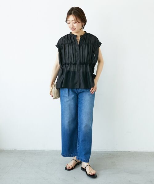 le.coeur blanc / ルクールブラン シャツ・ブラウス | 《程よいシアー感》シャーリングギャザーフレンチブラウス | 詳細17