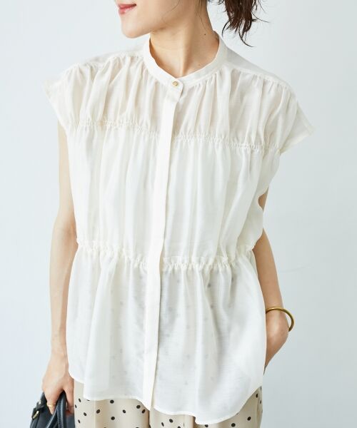 le.coeur blanc / ルクールブラン シャツ・ブラウス | 《程よいシアー感》シャーリングギャザーフレンチブラウス | 詳細2