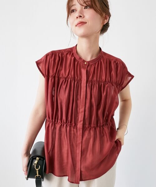 le.coeur blanc / ルクールブラン シャツ・ブラウス | 《程よいシアー感》シャーリングギャザーフレンチブラウス | 詳細22