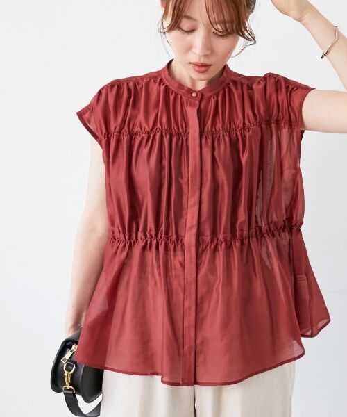 le.coeur blanc / ルクールブラン シャツ・ブラウス | 《程よいシアー感》シャーリングギャザーフレンチブラウス | 詳細23