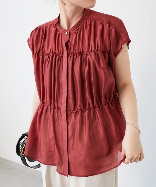 le.coeur blanc / ルクールブラン シャツ・ブラウス | 《程よいシアー感》シャーリングギャザーフレンチブラウス | 詳細24