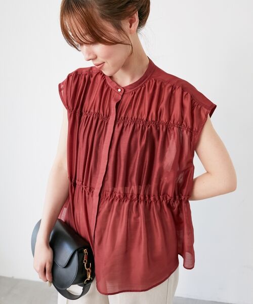 le.coeur blanc / ルクールブラン シャツ・ブラウス | 《程よいシアー感》シャーリングギャザーフレンチブラウス | 詳細25