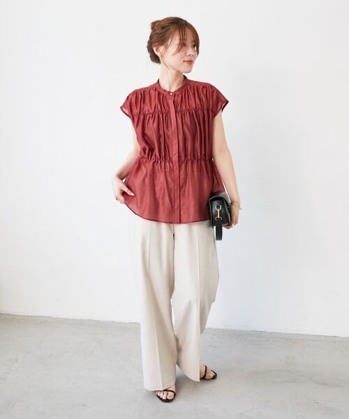 le.coeur blanc / ルクールブラン シャツ・ブラウス | 《程よいシアー感》シャーリングギャザーフレンチブラウス | 詳細28