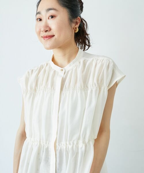 le.coeur blanc / ルクールブラン シャツ・ブラウス | 《程よいシアー感》シャーリングギャザーフレンチブラウス | 詳細7