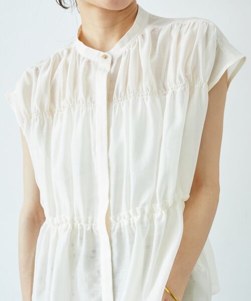 le.coeur blanc / ルクールブラン シャツ・ブラウス | 《程よいシアー感》シャーリングギャザーフレンチブラウス | 詳細8