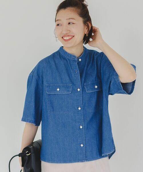 le.coeur blanc / ルクールブラン シャツ・ブラウス | スタンドネックパールボタンハーフスリーブシャツ | 詳細13