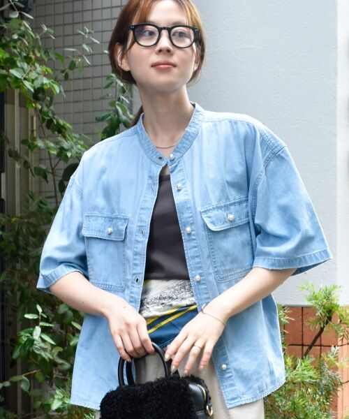 le.coeur blanc / ルクールブラン シャツ・ブラウス | スタンドネックパールボタンハーフスリーブシャツ | 詳細18