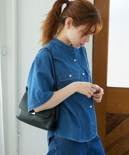 le.coeur blanc / ルクールブラン シャツ・ブラウス | スタンドネックパールボタンハーフスリーブシャツ | 詳細5