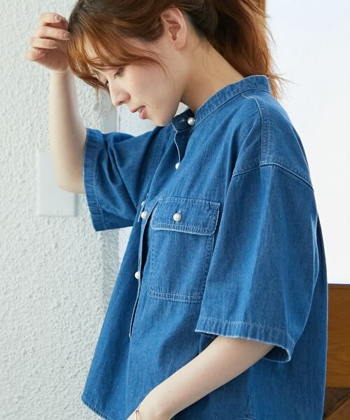 le.coeur blanc / ルクールブラン シャツ・ブラウス | スタンドネックパールボタンハーフスリーブシャツ | 詳細6