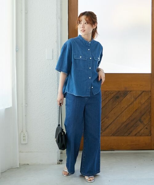 le.coeur blanc / ルクールブラン シャツ・ブラウス | スタンドネックパールボタンハーフスリーブシャツ | 詳細9