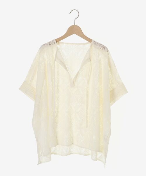 le.coeur blanc / ルクールブラン シャツ・ブラウス | 《手洗い可能》パッチワーク風レーススキッパーブラウス | 詳細1
