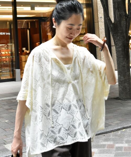 le.coeur blanc / ルクールブラン シャツ・ブラウス | 《手洗い可能》パッチワーク風レーススキッパーブラウス | 詳細10