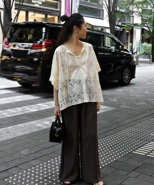 le.coeur blanc / ルクールブラン シャツ・ブラウス | 《手洗い可能》パッチワーク風レーススキッパーブラウス | 詳細12