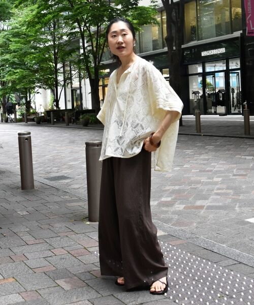 le.coeur blanc / ルクールブラン シャツ・ブラウス | 《手洗い可能》パッチワーク風レーススキッパーブラウス | 詳細15