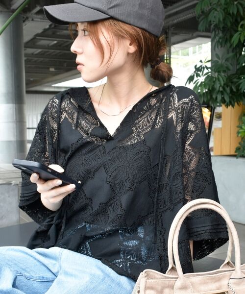 le.coeur blanc / ルクールブラン シャツ・ブラウス | 《手洗い可能》パッチワーク風レーススキッパーブラウス | 詳細29
